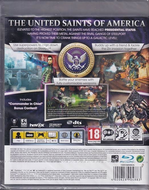 Saints Row IV - Commander in Chief Edition - i Folie - PS3 (AA Grade) (Genbrug)